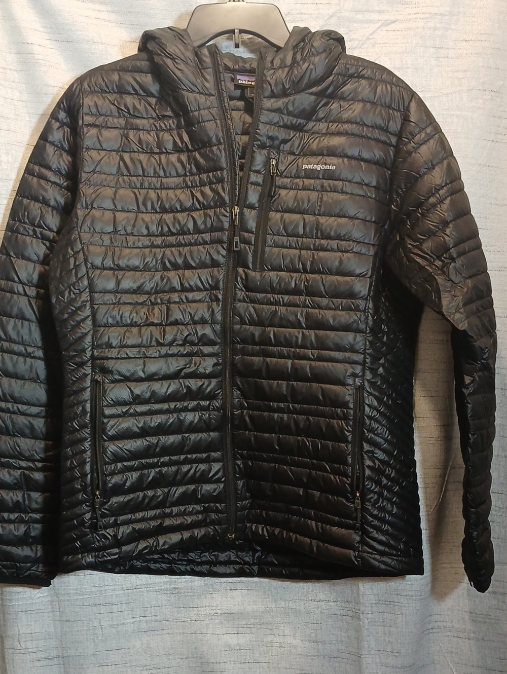 Patagonia Ultralight Black Quilted Hooded Puffer Jacket Women's Sz L